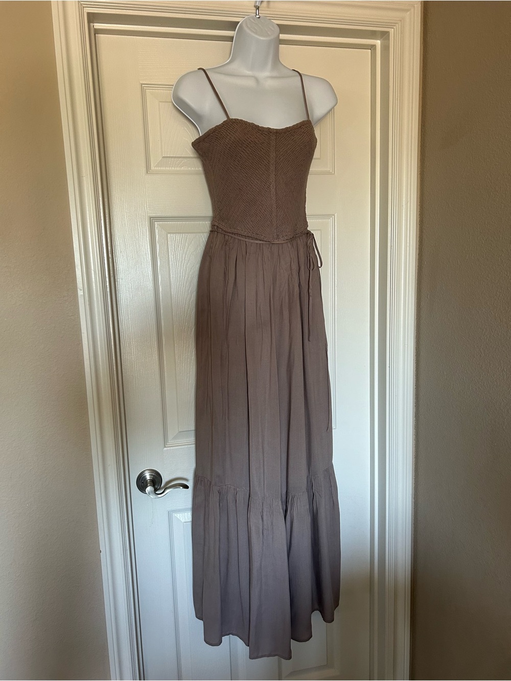 Spaghetti Strap Taupe jumpsuit, NWOT, size medium